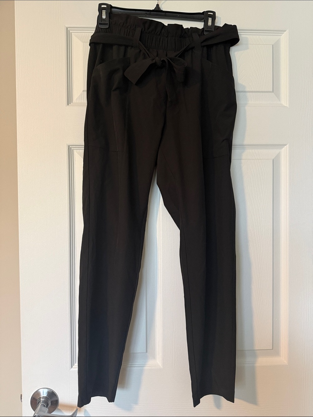 90 Degree By Reflex Black Paperbag Track Pants with Tie Waist